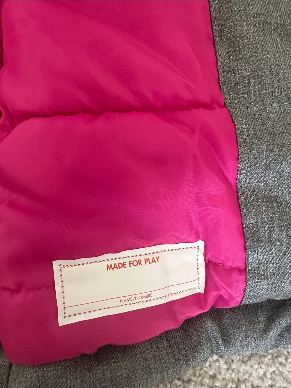 Cat & Jack Gray Coat with Bright Pink Lining and Faux Fur Hood - Picture 3 of 4